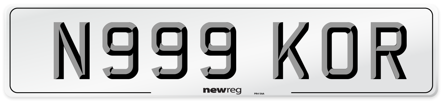 N999 KOR Number Plate from New Reg